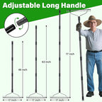 Garden Rake Heavy Duty, 17 Tines Metal Bow Rake with 77" Adjustable Handle, Landscape Yard Rakes for Lawns Leveling Loosening Soil, Spreading Mulch, Clearing Leaves Weeds Lawn Care Tool Thatch Rakes