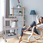 3-Tier Rolling Utility Cart with Lockable Wheels Storage Slim Storage Heavy Duty Cart Mobile Shelving Unit Craft Narrow Organizer for Bathroom Laundry Kitchen (Vintage Grey)