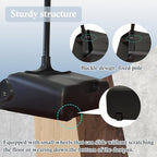Pivoting Upright Dust Pan with Long Handle and Wheels, Large Capacity, Heavy Duty Commercial Dustpan for Indoor Outdoor, Standing Dust Pan for Home and Restaurant Cleaning, Black