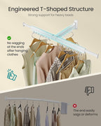 SONGMICS Clothes Drying Rack, Wall-Mounted Laundry Drying Rack, Extendable, Foldable Arms, with 21 Swivel Sliding Hooks, Space-Saving, for Laundry Room, Bathroom, Cloud White ULLR807W01