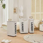 DOKEHOM 29-Inches Enlarged Slim Laundry Basket with Removable Wash Bag on Wheels, Collapsible Rolling Laundry Hamper, Foldable Narrow Corner Clothes Storage Bins (Beige)