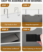Over The Door Organizer Hanging - 6 Shelf Over Door Organizers with 6 Clear Front & 12 Side Pockets - Swing-proof 50LB Load Behind Door Storage for Closet Bedroom Bathroom Nursery Baby Essentials