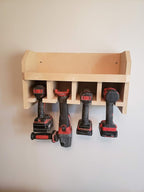 "Generic" Cordless Tool Shelf Holds 4 Drills, Impact Drivers and Others, with Charger/Battery Shelf