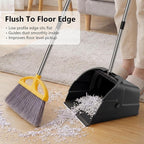 Jumbo Commercial Dustpan with Wheels & Comb Teeth - Heavy Duty Rolling Debris Pan - Long Handle Extra Large Upright Dust Pan for Industrial Warehouse Garage Restaurant Sidewalk Outdoor - Black