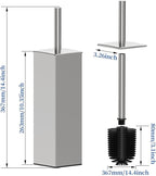 RUACQ Toilet Brush and Holder Set,Square Toilet Bowl Brush for Bathroom with 304 Stainless Steel Handle Toilet Cleaner Brush with Durable Scrubbing Bristles,Splash-Proof (Brushed Nickel)
