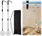 QMARK Sand Sifter Set with Travel Bag, Telescopic Beach Shell Scoop, 15-30 Inch Adjustable Shovels, 2 Pack