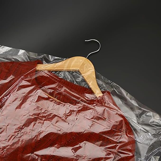 30 PCS 35.5 Inch Plastic Garment Bag, Dry Cleaner Bags Laundry Bags, Clear Hanging Clothing Covers for Coat Suit Shirt Jacket Skirt