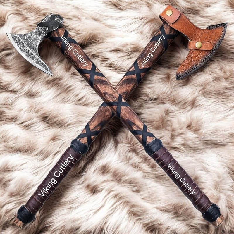 [Viking Cutlery] Viking Axe of Ragnar Lothbrok – Hand-Forged Hunting & Camping Axe with Leather Sheath | Authentic Norse Tomahawk | Unique Viking Gift for Men