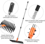 Garden Thatch Rake for Lawn, Heavy Duty Metal Thatching rake with Strong Handle, Wide 15inch Iron Dethatcher Rakes for Yard Leaf & Weed Clean, Soil Loose, Grass Groom