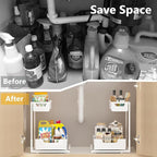 Under Kitchen Sink Organizers and Storage Pull Out 2 Tier Metal Bathroom Cabinet Organizer (White, 1 Pack)