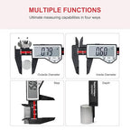 Digital Caliper, 0-6" Electronic Caliper Auto - Off Feature with Large LCD Screen Vernier Caliper Conversion Measuring Tool for Length Depth Inner Outer Diameter Measuring