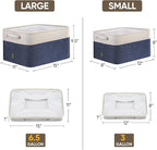 BALEINE 4 Pack Fabric Storage Bins for Shelves, Linen Storage Baskets for Organizing, Decorative Closet Bins for Clothes, Home (Navy Blue, 15"x11"x9.5")
