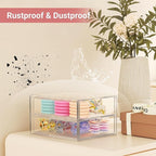 Hair Accessories Organizer for Girls, 2 Tier Acrylic Stackable Storage Drawers, Clear Vanity Hair Tie Bow Claw Clip Scrunchie Holder Organizer for Girls Stuff, Cute Desk Organizers and Accessories