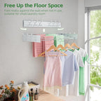 Wall Mounted Drying Rack 31.5", Foldable Laundry Clothes Drying Rack with 6 Towel Hooks and 5 Rods for Hanging Clothes, Space Saving for Indoor Outdoor Bathroom Balcony Laundry Room(31.5")