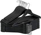 StorageWorks Black Wooden Hangers 20 Pack, Heavy Duty Wood Hangers for Closet, Clothes Hangers for Coats, Shirts, Pants, Suits