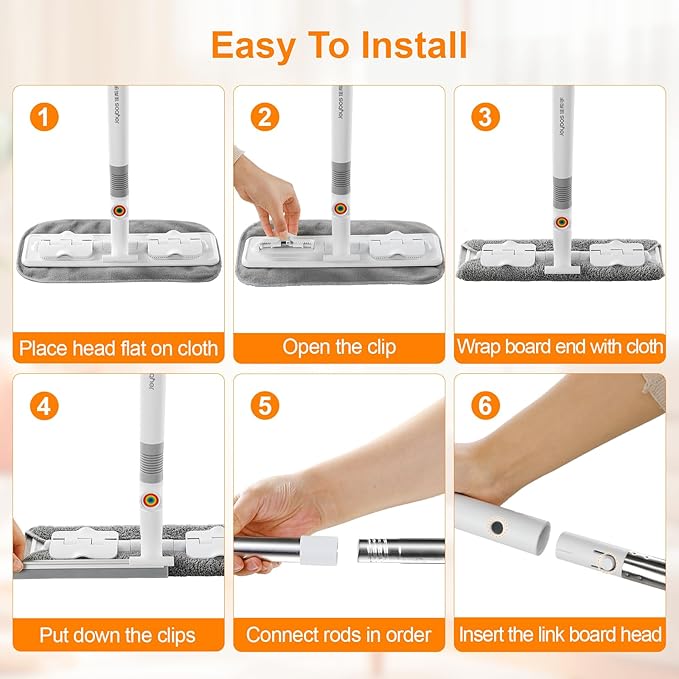 MUEE Window Cleaning kit,2-in-1 Adjustable Window Washing Squeegee Kit with Extension Pole,Squeegee Window Cleaner Tool with Scrubber and Rotating Head for Indoor and Outdoor Window