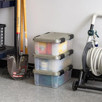 IRIS USA 16 Qt Storage Bins with Gasket Seal Lid, 3 Pack - BPA-Free, Heavy Duty Moving Containers Tight Latch, Weather Proof Tote, WEATHERPRO - Clear/Chrome