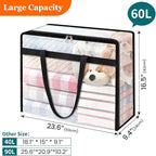 TasticTotes 4 Pack Clear Storage Bags for Comforter, Clothes & Bedding, Plastic Blanket Storage with Zipper and Handle, Moving Bags, Closet Organizer and Under-Bed Storage (60L)