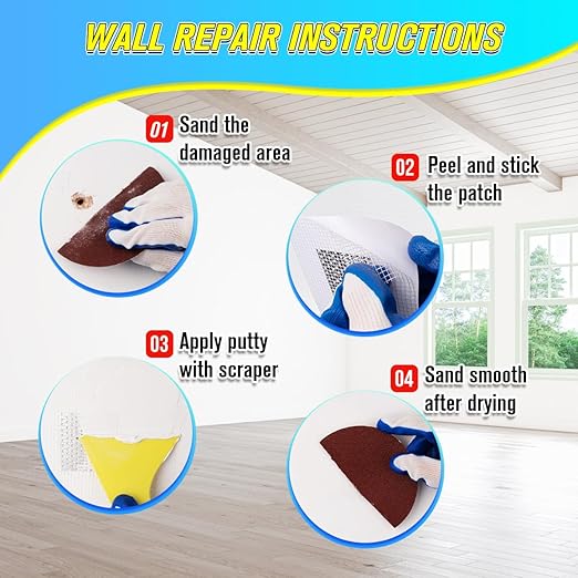 DIYSELF 18 Pack Drywall Repair Kit, Spackle Wall Repair for Nail Holes, Drywall Patch Kits, Hole Putty Filler for Small Hole Repair, Wall Patch Repair Kit for Home, Apartment, Nursery