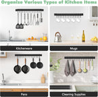Housolution 2 Pack Kitchen Rail with 15 Hooks, 16 Inch Wall Mounted Hanging Utensil Rack Hanger for Kitchen