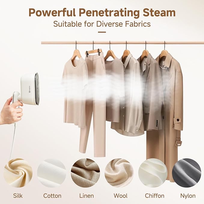 SIMPLUS Garment Steamer for Clothes, 2-in-1 Portable Handheld Wrinkle Remover & Powerful Steam Iron, 1000W Fast Heat-Up, Compact Travel-Friendly Design, 120ml Water Tank, Rotating Handle