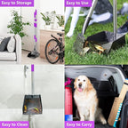 QiMH Upgraded Dog Pooper Scooper Extra Large, Adjustable Long Handle Stainless Metal Pet Poop Tray and Rake Set for Large Medium Small Dogs, Dog Waste Removal Bin Rake, Great for Grass, Street, Gravel