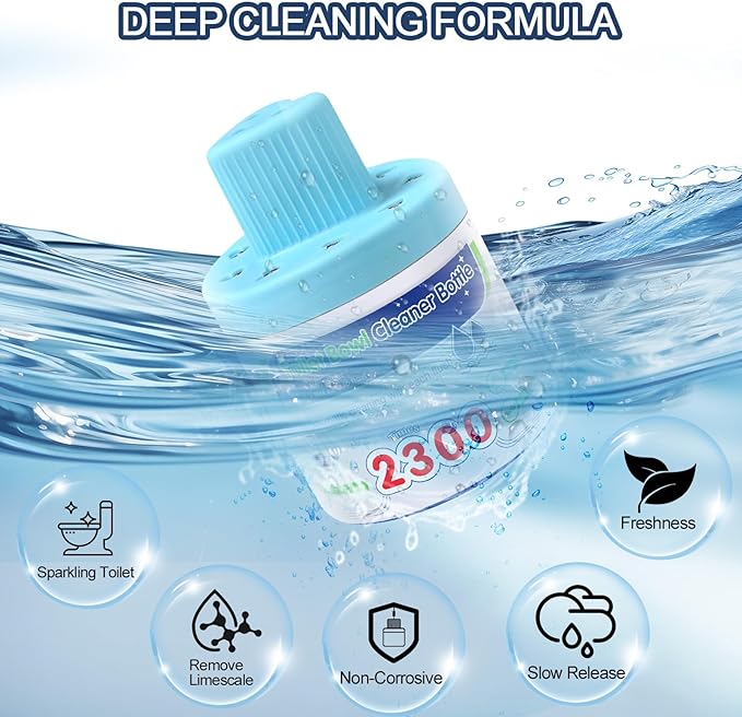 Toilet Bowl Cleaners, Blue Cleaner Tablets in Bottle, Deodorizes, Freshens Odors, Drops Into Toilet Tank, Long Lasting Slow Release, Septic tank safety - 3 packs