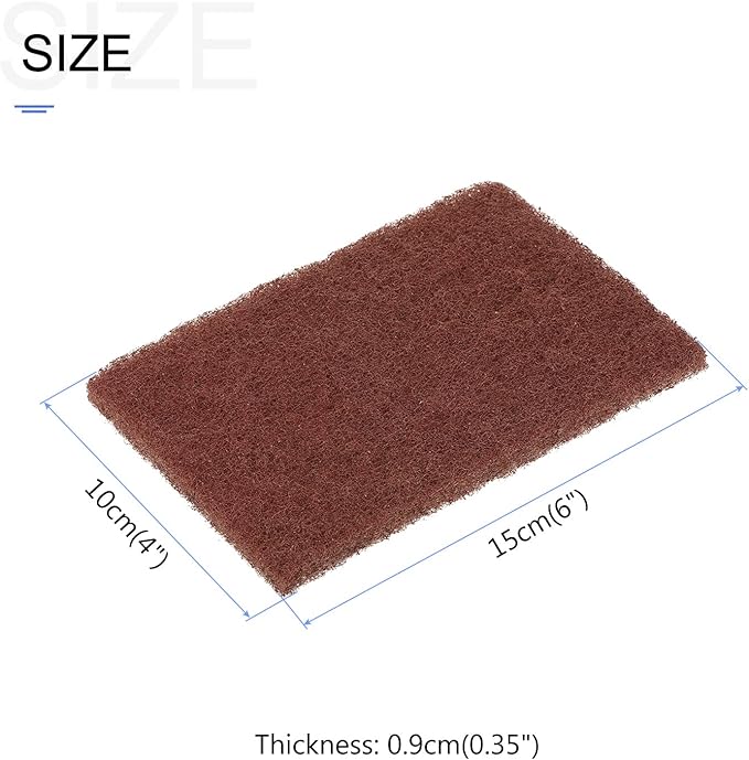 METALLIXITY Scouring Pad (15 x 10cm/ 6"x4") 20pcs, Non-Scratch Scouring Sponge Scour Pads - for Cleaning Dishes Pots, and Pans, Brown
