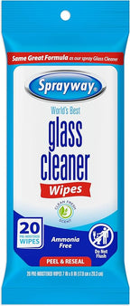 Sprayway SW199R Ammonia-Free Glass Cleaner Wipes, Fresh Scent, 20 Count