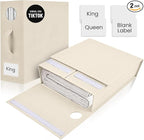 2 Pack Bed Sheet Organizer and Storage, Foldable Storage Bed Sheet Organizer for Linen Closet with Viewing Window & Label for Bedding Sheets & Blankets (Queen & King Size) Cream