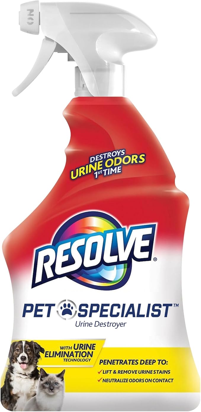 Resolve Pet Specialist Urine Destroyer Spray – Pet Stain & Odor Remover, Carpet Cleaner Solution for Cat and Dog Urine, 22 Fl Oz