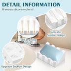 Silicone Soap Dish with Drain, Upgrade Double Suction Cups at The Bottom for Anti-Slip and Stability, Soap Dish Shower Waterfall Bar Soap Holder Tray with Drain Soap Holder (4, White)