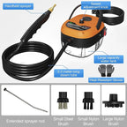 Handheld Steam Cleaner, 2500W Hand-Held High Pressure Portable Cleaning Machine with 3 Brush, High Temperature Steamer for Home Use, Kitchen, Furniture, Bathroom, Car (Orange)