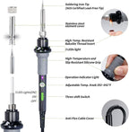 YIHUA 947-V Soldering Iron Kit with 3 LED Lights, Temperature Control, 5 Premium Solder Tips, Desoldering Pump, Indicator & ON/OFF Switch-60 Watts Soldering Iron, Solder Wire, Tip Cleaner, and more.