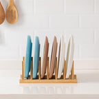 HBlife 2pcs Bamboo Dish Plate Bowl Cup Book Pot Lid Cutting Board Drying Rack Stand Drainer Storage Holder Organizer Kitchen Cabinet（Keep Dry）