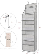 Univivi 5-Shelf Door Storage Over Door Hanging Organizer with 4 Large Pockets and 3 Small PVC Pockets Nursery Closet Cabinet Wall Mount Hanging Storage Organizers for Baby Nursery (Grey Pattern)