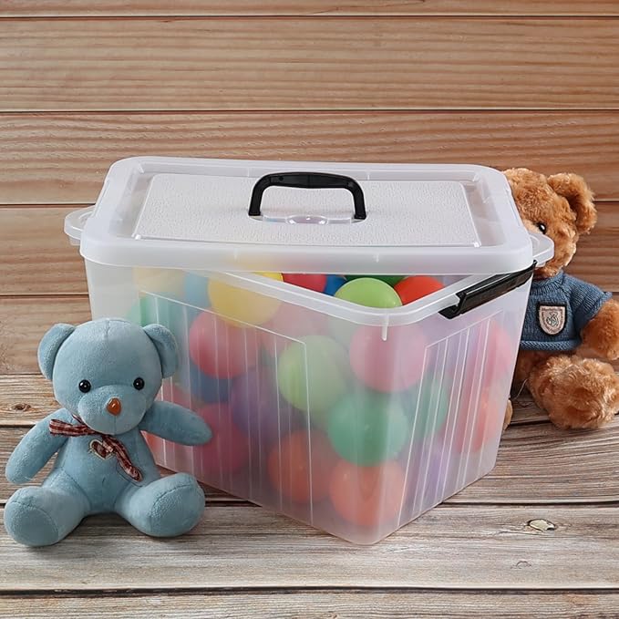 Farmoon 20 Quart Clear Latching Storage Bin with Handle, 4 Packs Plastic Storage Boxes