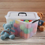 Farmoon 20 Quart Clear Latching Storage Bin with Handle, 4 Packs Plastic Storage Boxes