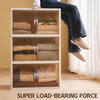 4 Pack Plastic Storage Bins with Drawers - 388QT Foldable Stackable Storage Bins with Lids - Closet Craft Organizers and Storage - Plastic Drawer Storage for Bedroom(97QT×4), 22.8 Gal