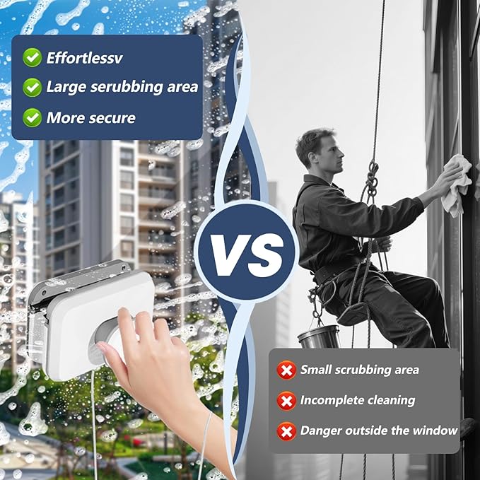 Magnetic Windshield Cleaning Tool, Magnetic Double-Sided Window Cleaner，Suitable for 3-5 Inch Thick Double-Layer Glass, High-Rise Window Cleaning Tool for Home/Car/Office