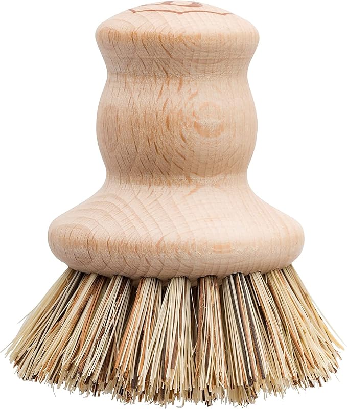 Redecker Union Fiber Pot Brush with Untreated Beechwood Handle, Set of 2, 2-1/2-inch Diameter, Made in Germany