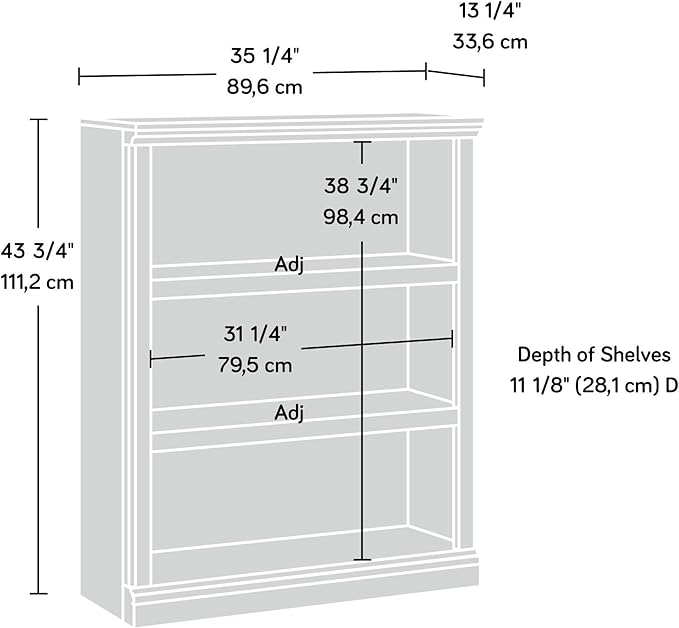 Sauder Miscellaneous Storage 3-Shelf Bookcase/ Book shelf, Salt Oak finish