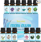 SALKING Clean Fragrance Oils Set, 12 x 10ml Premium Essential Oils Set for Diffuser, Natural Clean Scents Scented Oils, Soap & Candle Making Scents, Aromatherapy Oils Collection