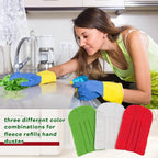 Zubebe 12 Pcs Duster Refill Reusable Fleece Duster Refills Feather Flat Dusters Multi Surface Washable Cleaning Pads Tools for Home, Blinds, Car, Pet, Furniture, Fans (Red,White,Green)