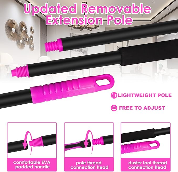 15 Foot Dusters for Cleaning, Duster with Extension Pole 7-15ft, Microfiber Feather Duster Used for Cleaning Ceiling Fan, High Window, Blinds, Shutters, Sofa, Cobweb Duster for Home (12 PCS)