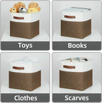 HNZIGE Fabric Storage Baskets 4 Pack,Storage Cube Baskets 11x11, Foldable Cube Storage Bin Baskets for Shelves with Handles, Decorative Storage Bins for Organizer Home Toy Nursery Closet(Brown Gray)