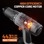 Litheli 20V Cordless Drill Driver, 1/2" Keyless Chuck, 2-Speed Electric Power Drill with 21+1 Torque Settings, Max 443 In-lbs, Battery Powered Drill for DIY, Woodworking & Home Projects