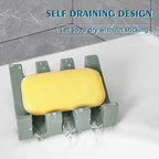 Self Draining Soap Dish Holder,Silicone Soap Dish,for Bathroom,Kitchen, Sponges，Can Extend Soap Life，Keep Soap Bars Dry and Easy Cleaning (Green,2-Pack)