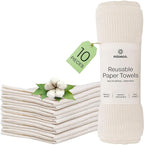 10 Pack Kitchen Paper Towels Washable - Super Absorbent Natural Paper Towels - Natural Cotton - Reusable, Paperless Kitchen Dish Cloths - 100% Organic