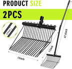 Lasnten 2 Set Pitch Fork Manure Fork with Long Handle Pitchfork Muck Rake Tool for Gardening Horse Stall Stable Grass Hay Cleaning Farm Work (Metal Head)